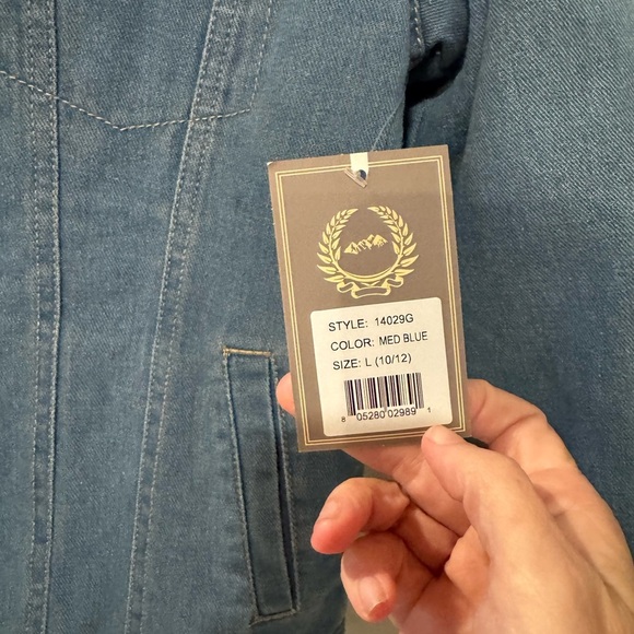 Kids Blue Denim Jacket with Sherpa Collar - Picture 4 of 9